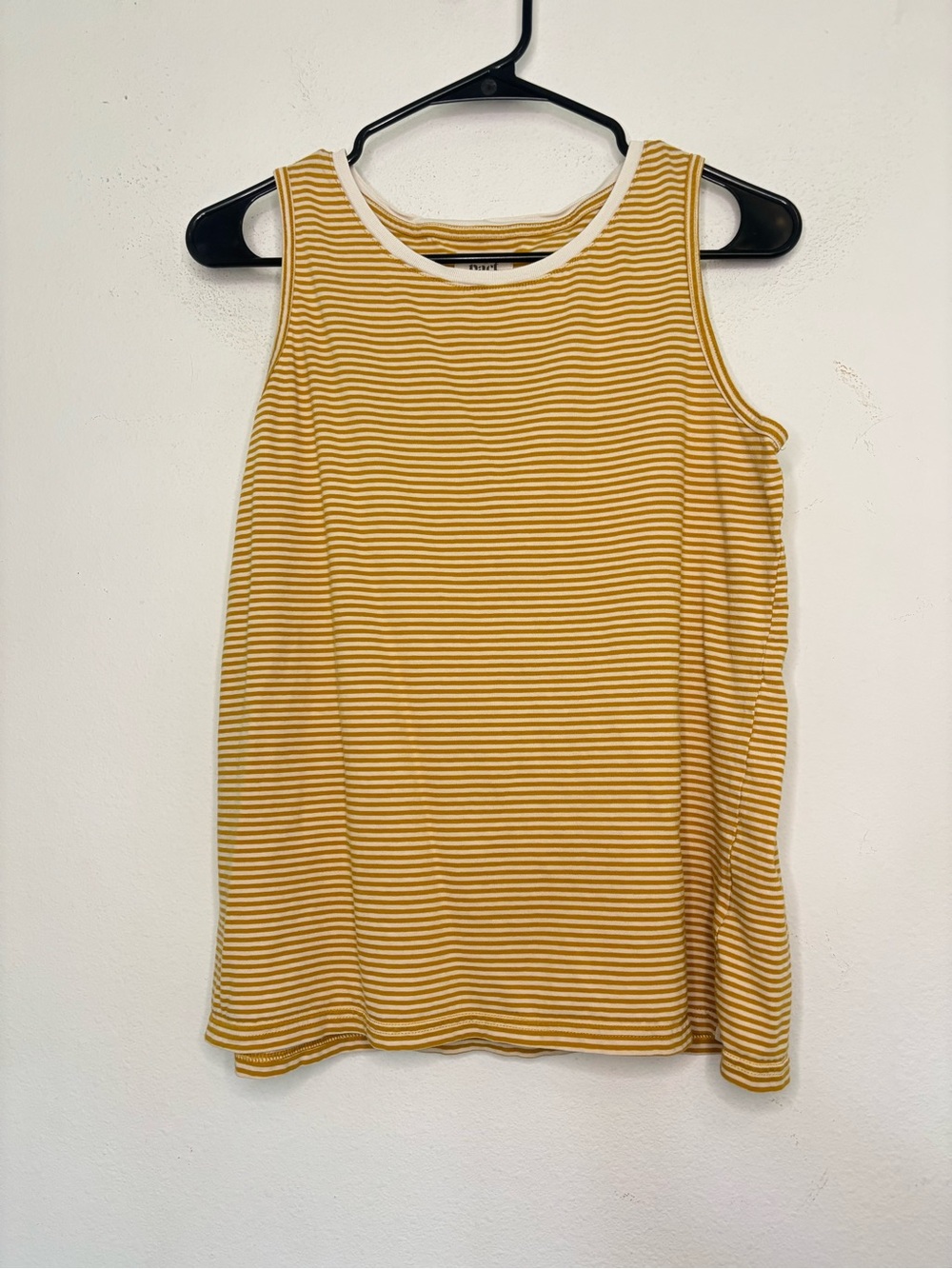 PACT VINTAGE YELLOW NEUTRAL ORGANIC COTTON BASIC TANK TOP SZ LARGE